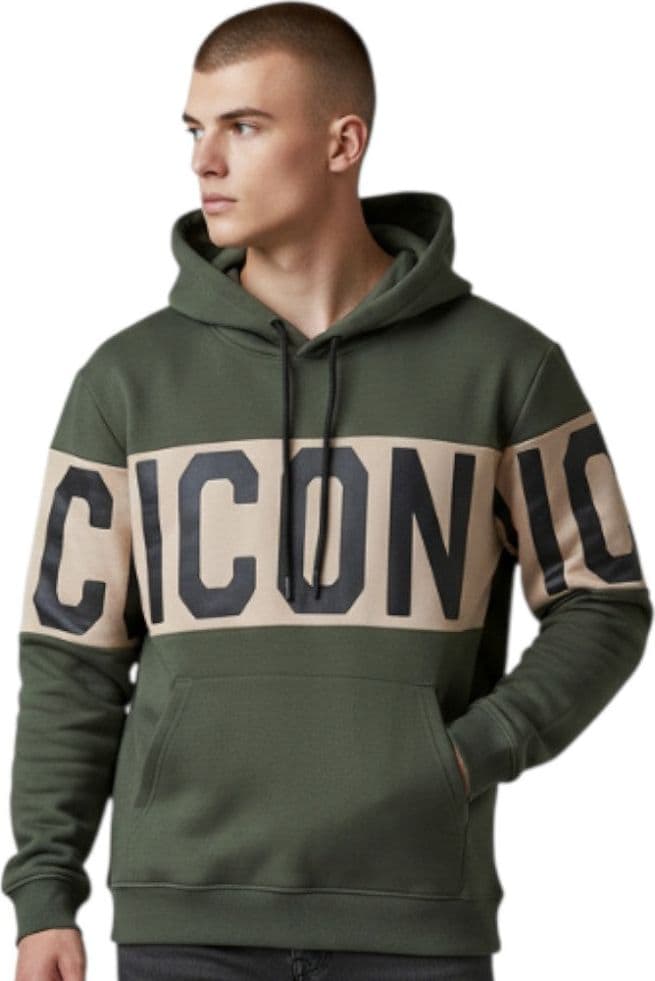 ICON felpa verde cappuccio logo stripe ICUF2W6F010 - 4