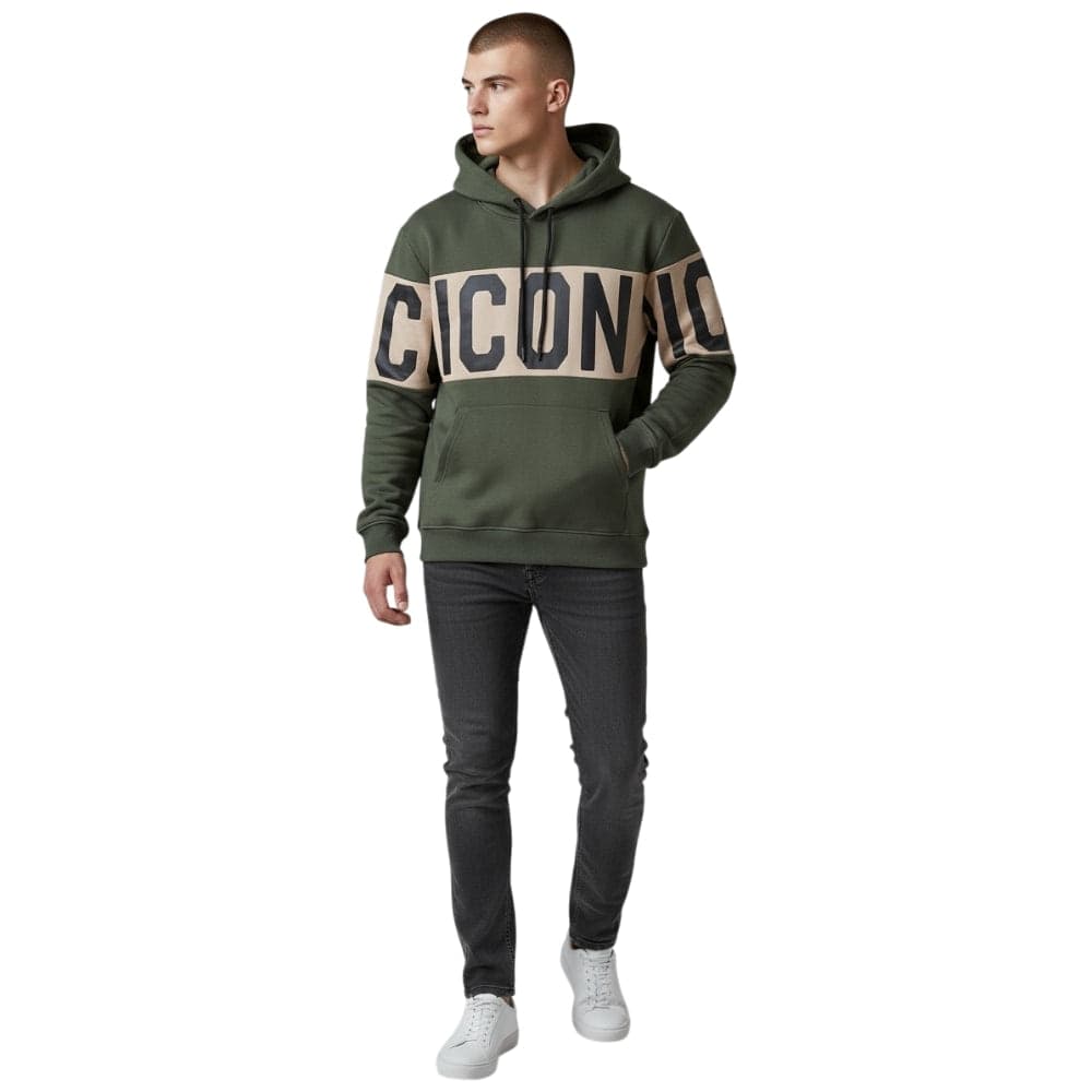 ICON felpa verde cappuccio logo stripe ICUF2W6F010 in Felpe con cappuccio Prodotti di Classe - Nocera Superiore, commercioVirtuoso.it