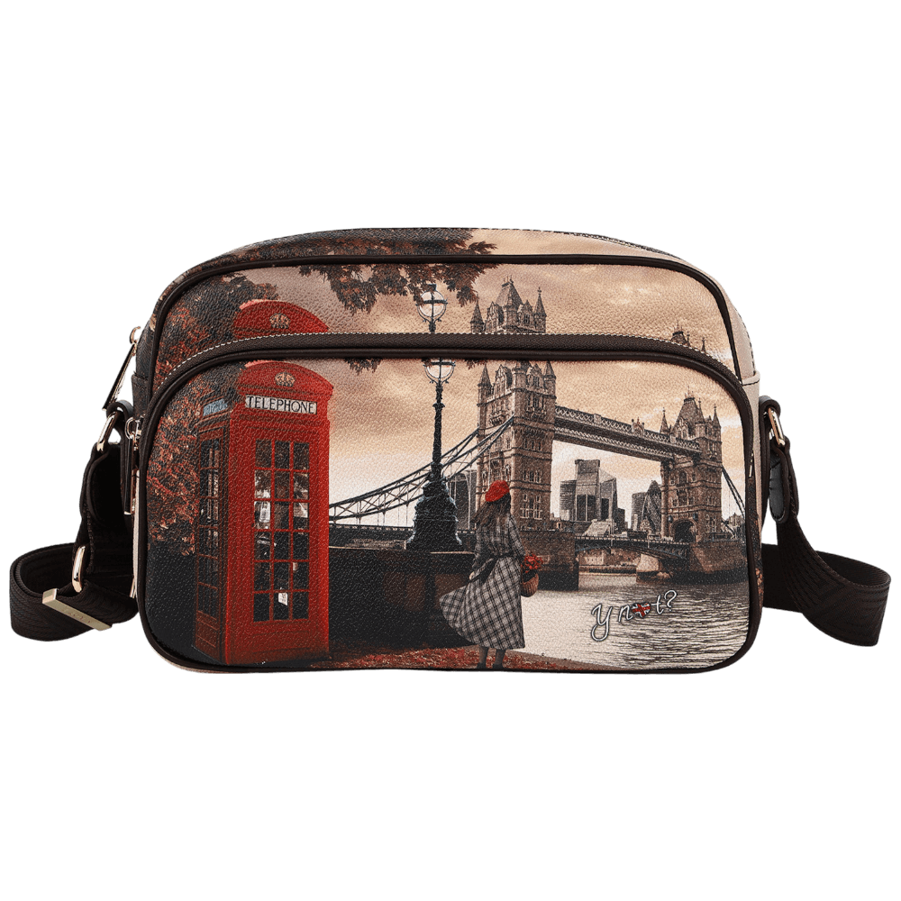 YNot borsa tracolla London Bridge media in ecopelle con doppia zip - 4