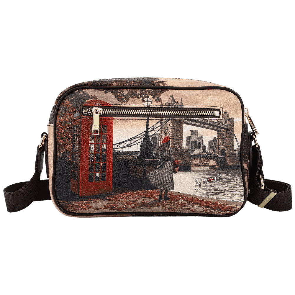 YNot borsa tracolla London Bridge media in ecopelle con doppia zip - 3
