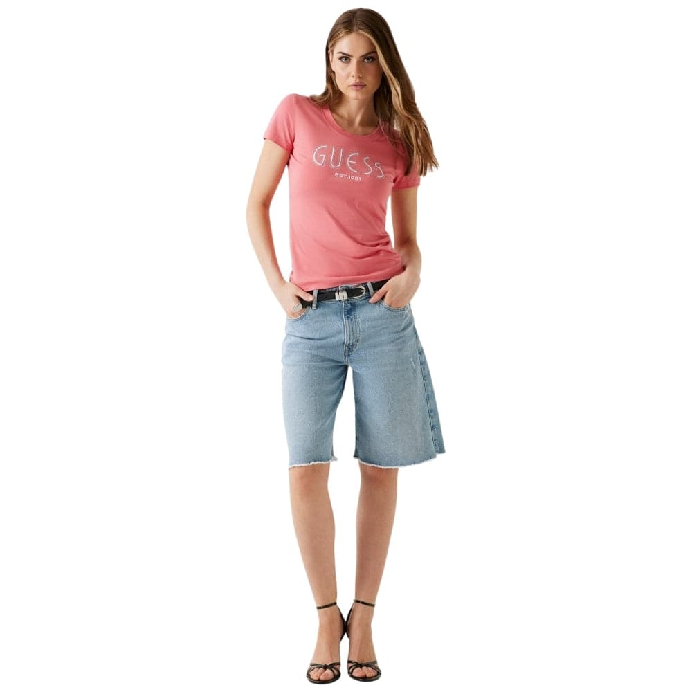 Guess t-shirt rosa logo con strass W5YI05J1314A60R in T-shirt Prodotti di Classe - Nocera Superiore, commercioVirtuoso.it