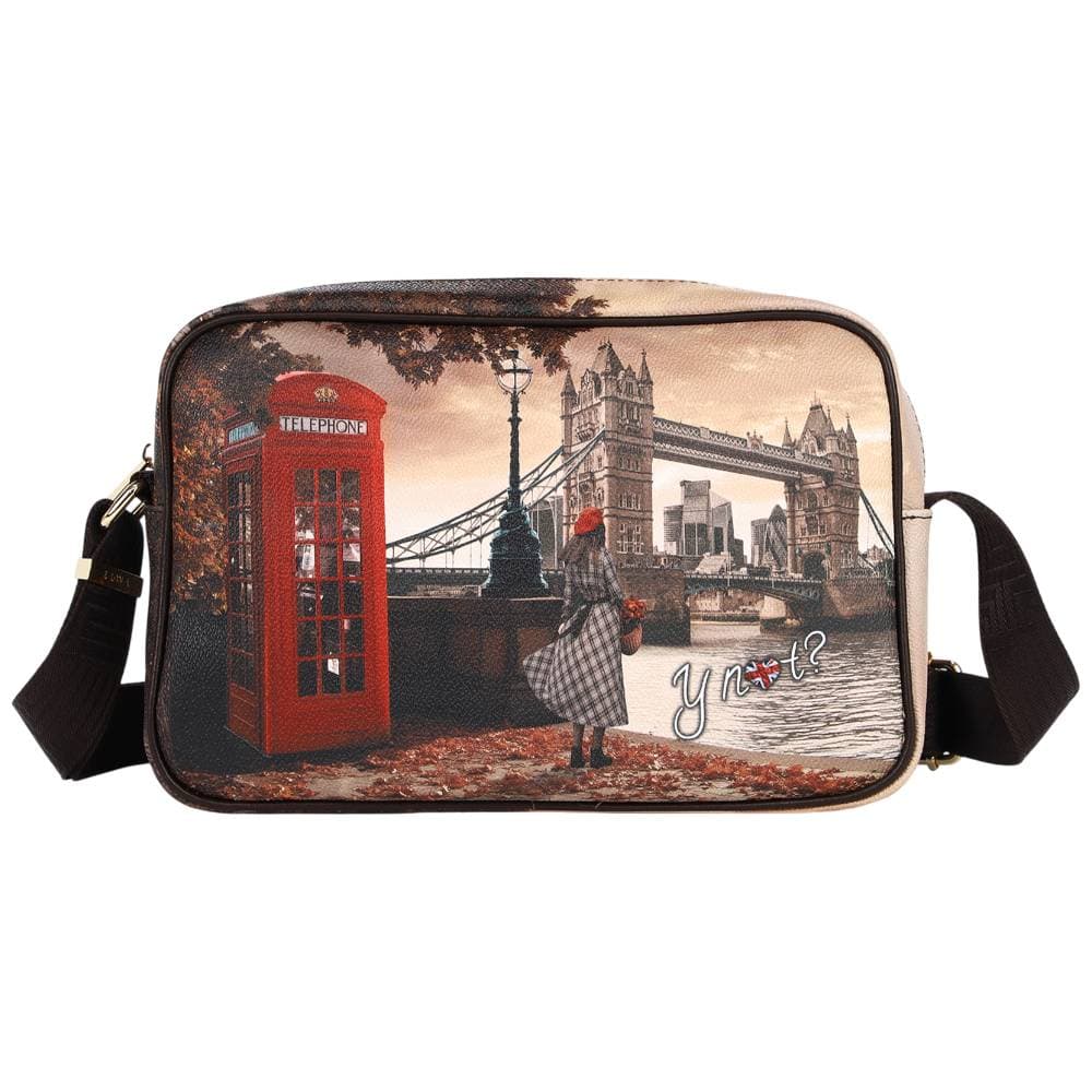 YNot camera bag media tracolla con chiusura zip e tasche interne marrone - 4