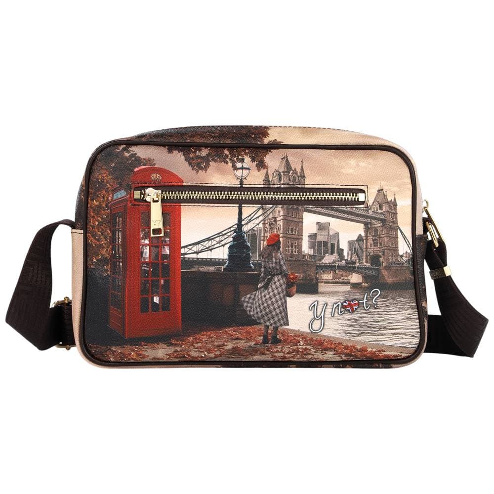 YNot camera bag media tracolla con chiusura zip e tasche interne marrone - 3