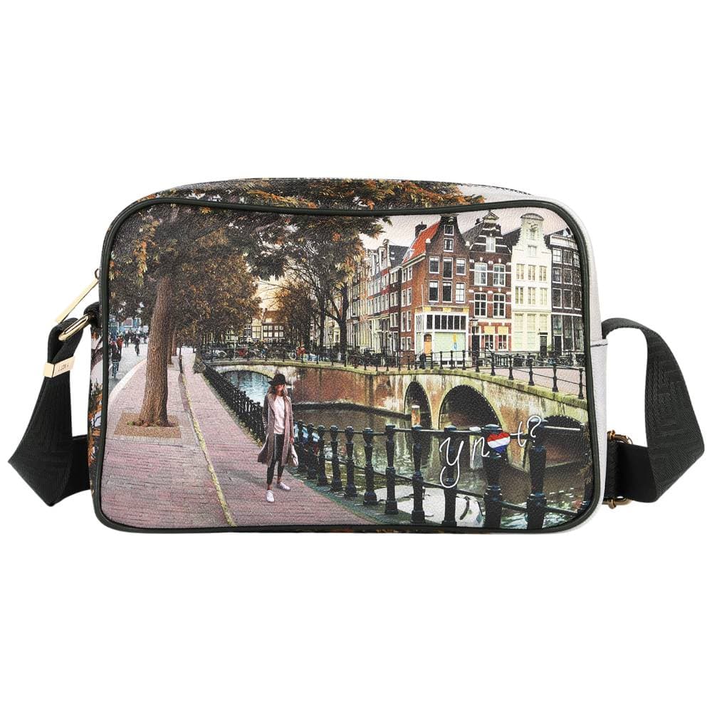 YNot camera bag media tracolla con zip tasche interne ed esterne verde - 4