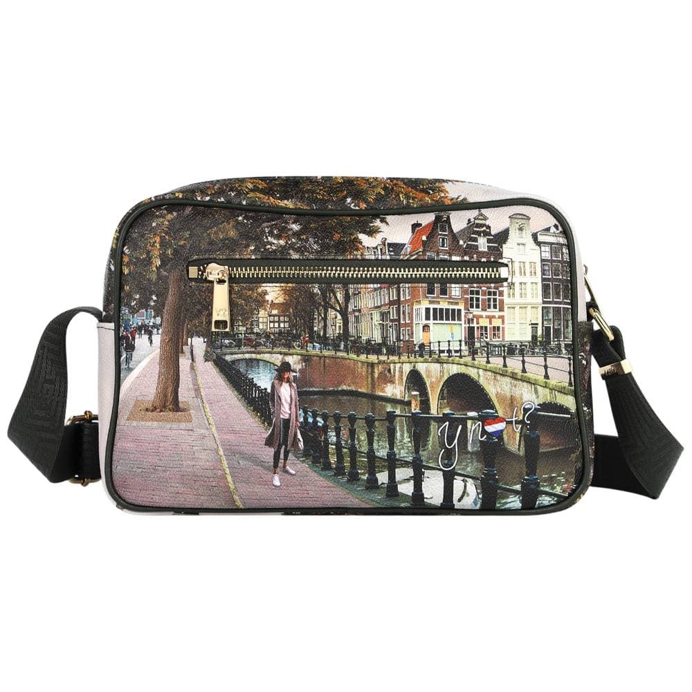 YNot camera bag media tracolla con zip tasche interne ed esterne verde - 3
