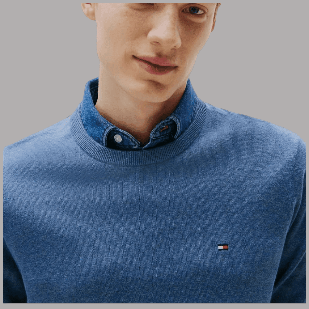 Pullover Tommy Hilfiger girocollo in cotone con logo ricamato - 2