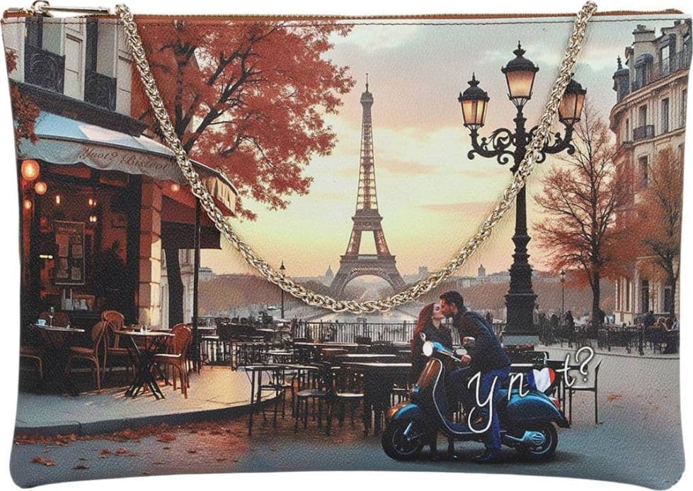 YNot borsa piatta clutch grande tracolla catena Cuoio YES605F6