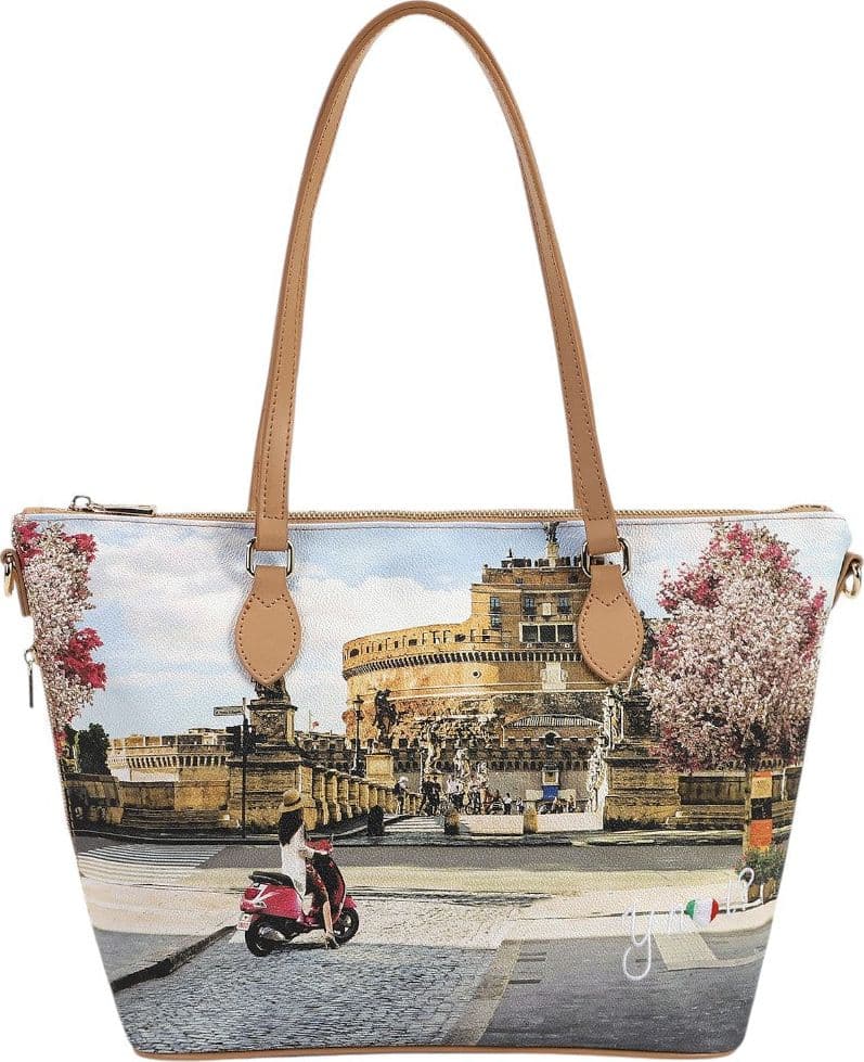YNot borsa shopping media Roma Holidays ecopelle tracolla regolabile beige - 3