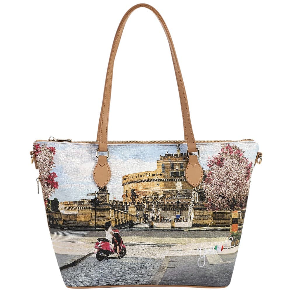 YNot borsa shopping media Roma Holidays ecopelle tracolla regolabile beige - 3
