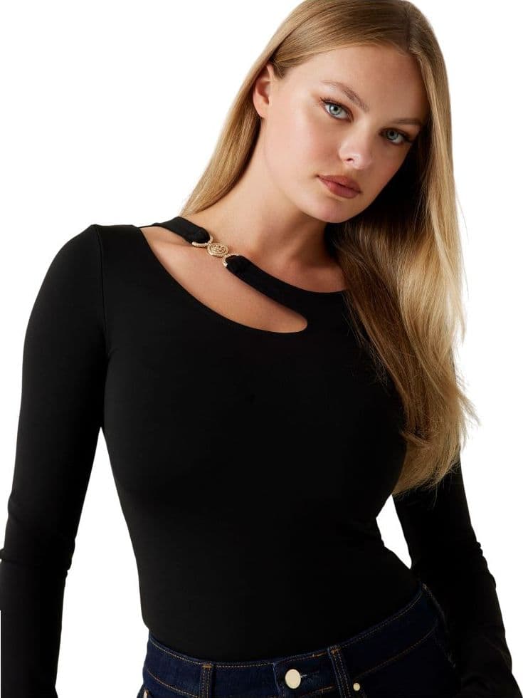 Guess maglia nera top cut out e fibbia ELEANOR W5BP18KC7M2JBLK in Canotte e top Prodotti di Classe - Nocera Superiore, commercioVirtuoso.it