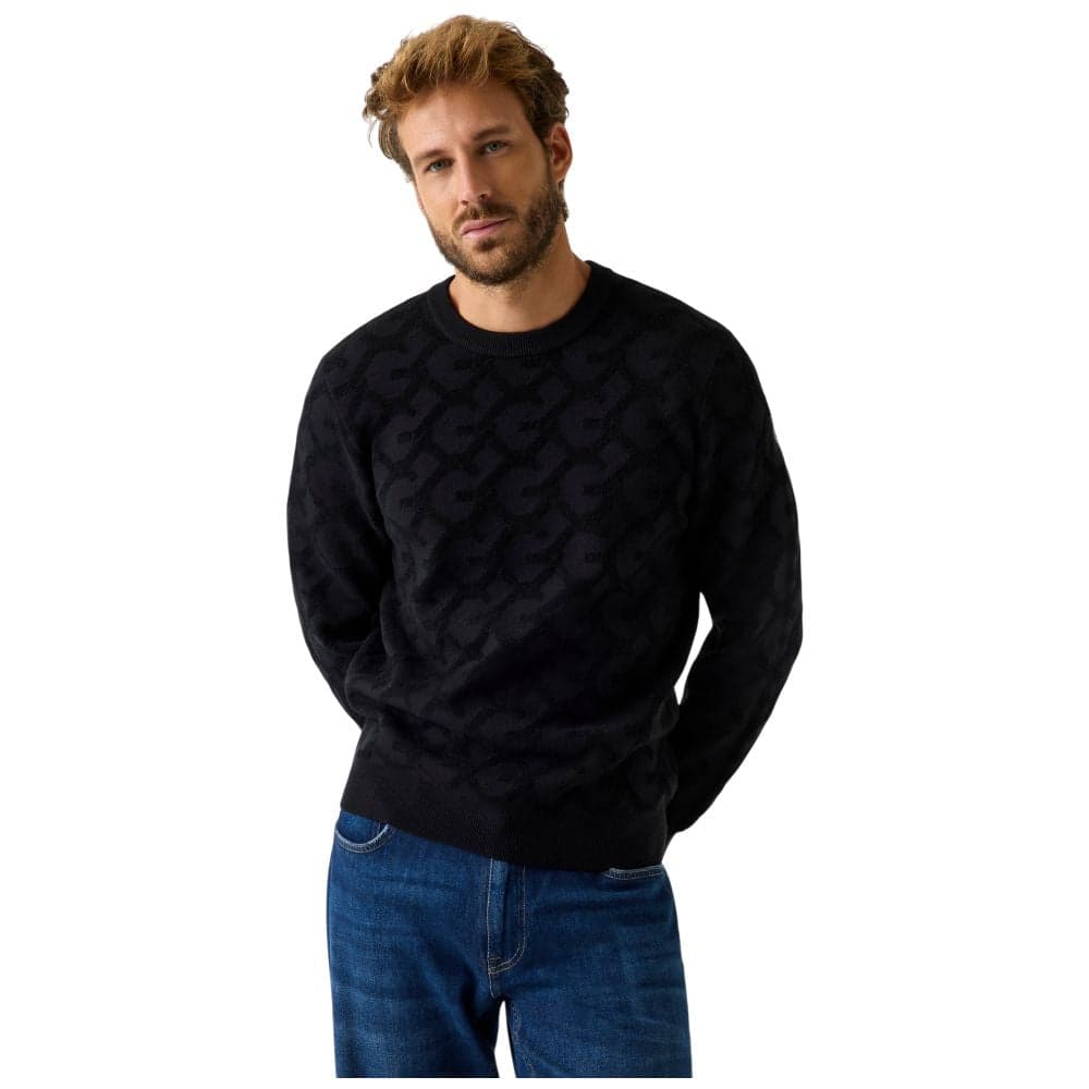 Guess pullover nero logo jacquard a sbalzo JOHN M5BR19 Z0470 JBLK - 6