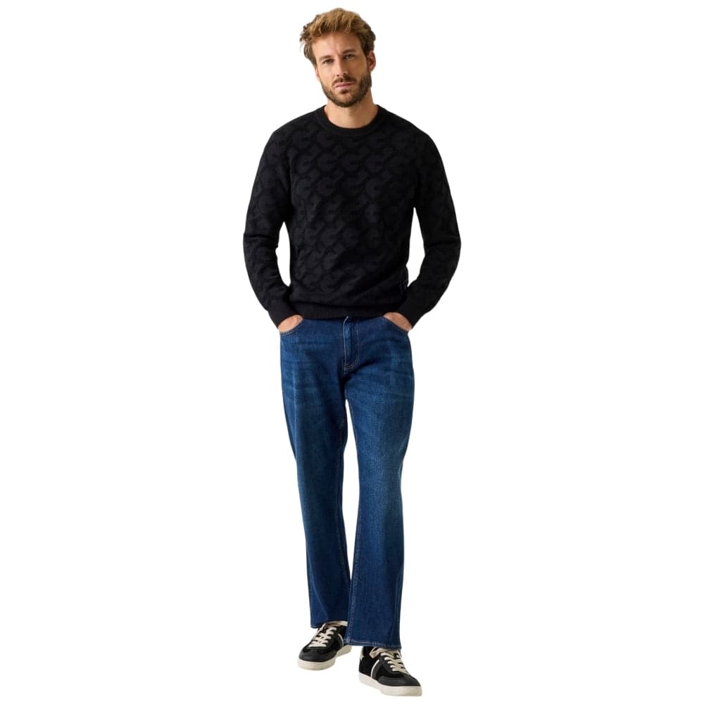 Guess pullover nero logo jacquard a sbalzo JOHN M5BR19 Z0470 JBLK in Maglioni Prodotti di Classe - Nocera Superiore, commercioVirtuoso.it