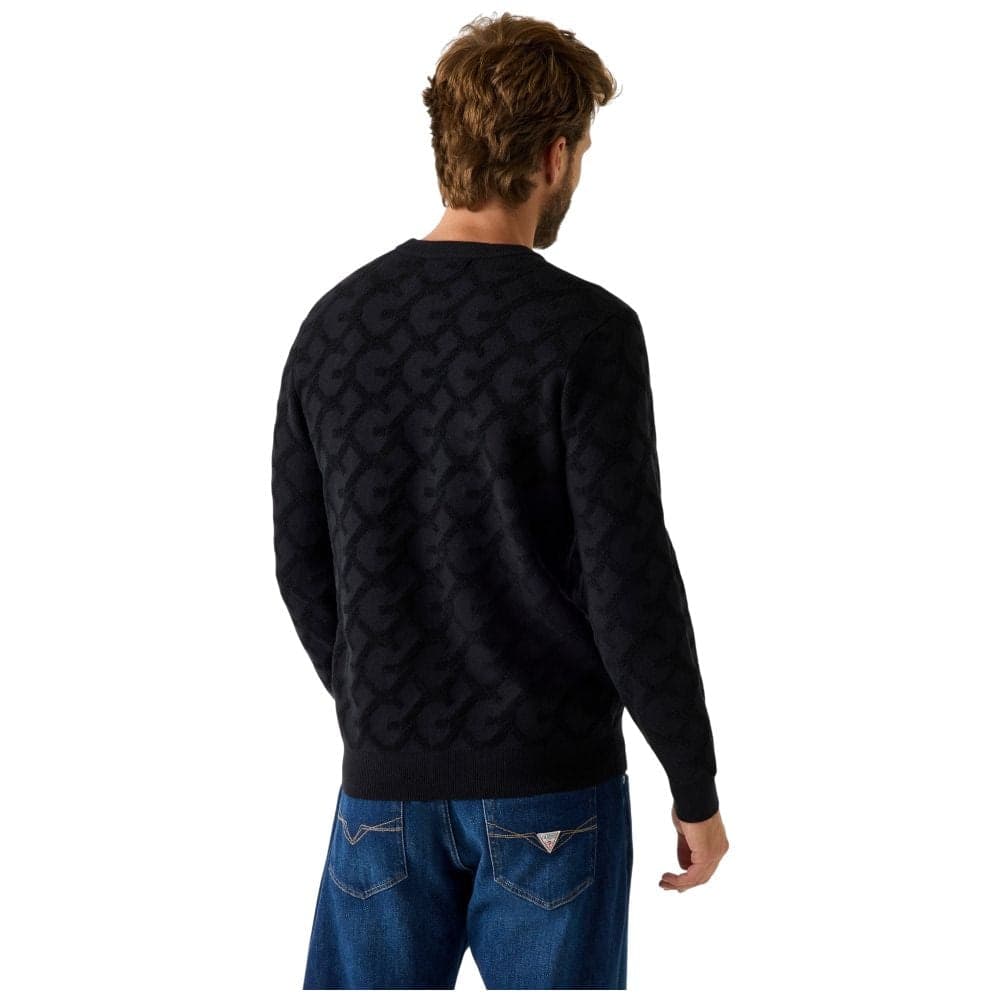 Guess pullover nero logo jacquard a sbalzo JOHN M5BR19 Z0470 JBLK in Maglioni Prodotti di Classe - Nocera Superiore, commercioVirtuoso.it