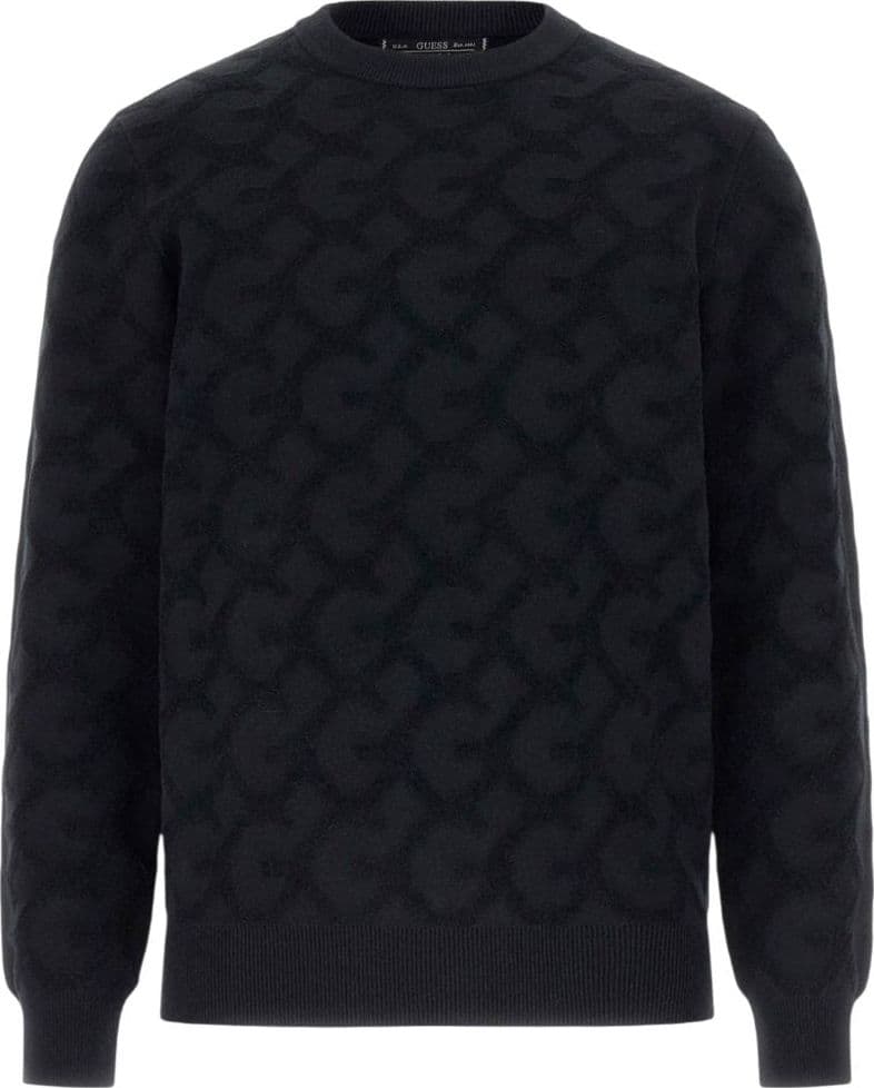 Guess pullover nero logo jacquard a sbalzo JOHN M5BR19 Z0470 JBLK - 5