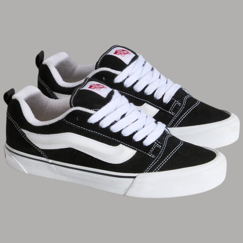 Vans Knu Skool Scarpe Pelle Scamosciata Suola Waffle Profili Bassi Nero - 4