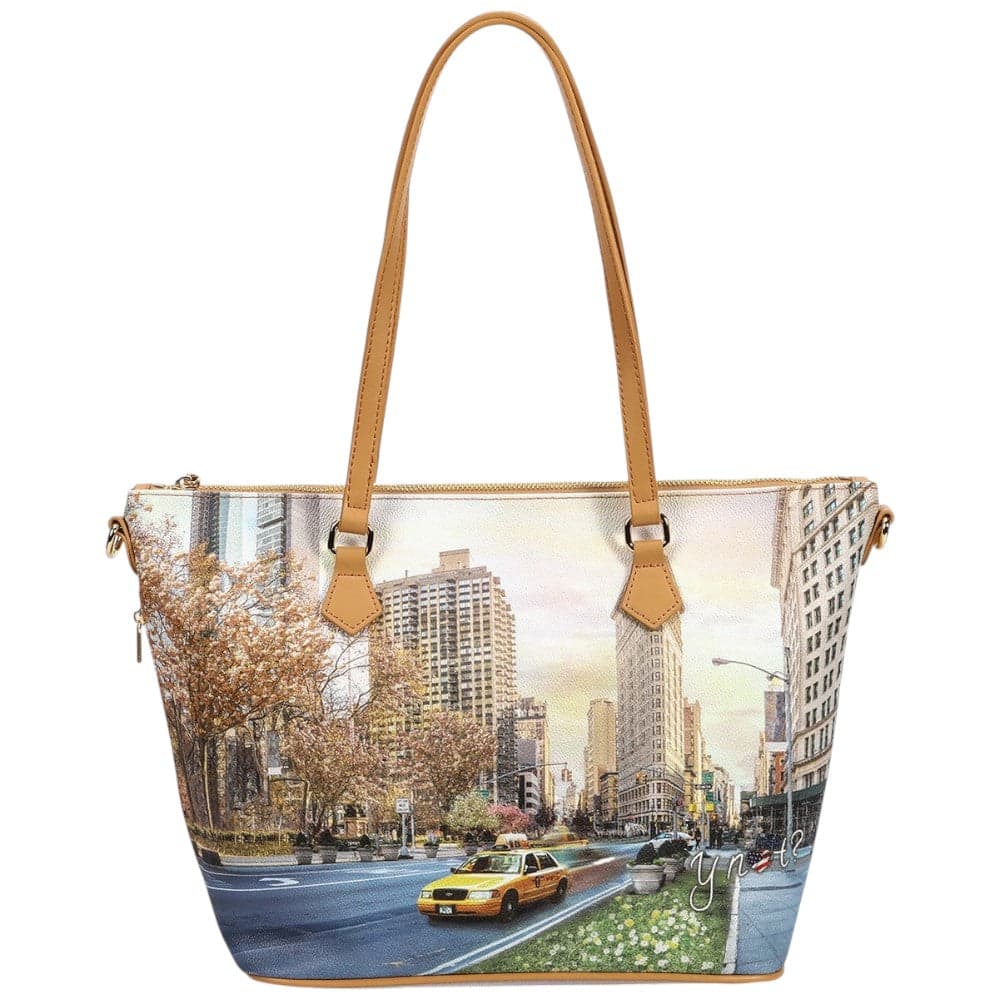 YNot borsa shopping media New York Flat Iron in ecopelle con tracolla regolabile - 3