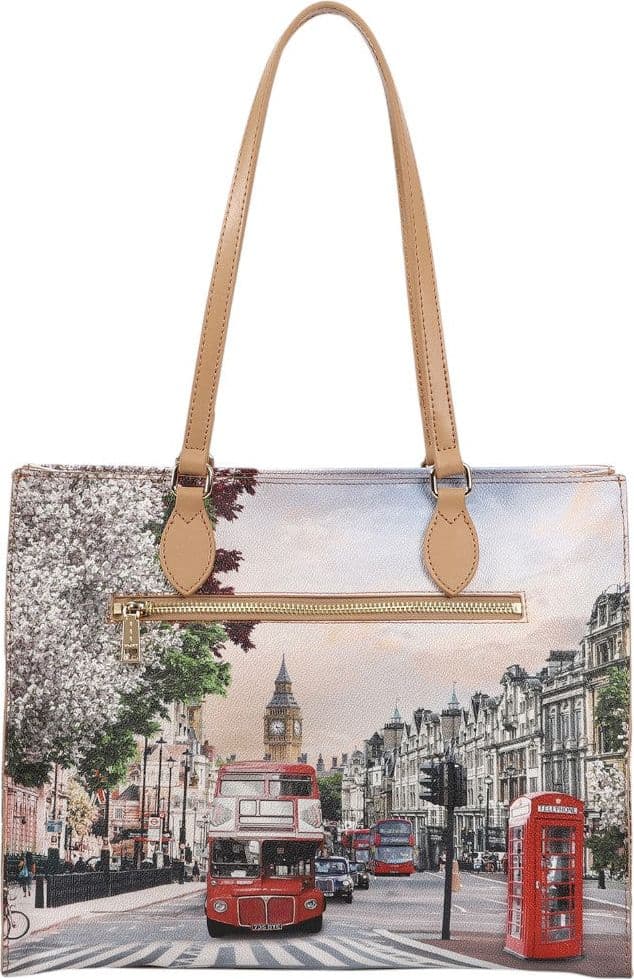 YNot borsa a spalla Square shopping in ecopelle e pelle con zip L - 3