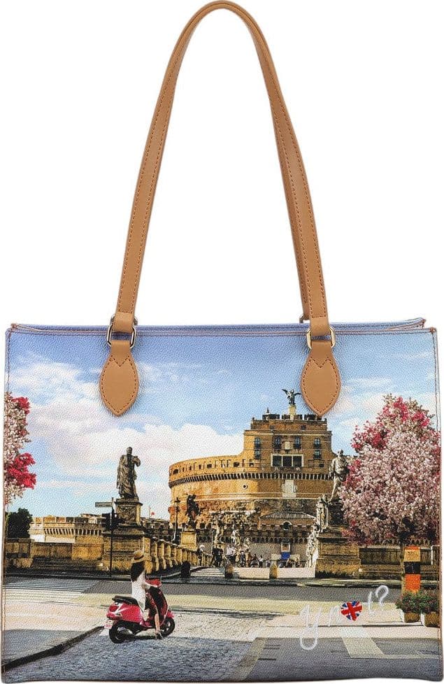 YNot borsa a spalla Square shopping bag Roman Holidays eco pelle zip L - 4