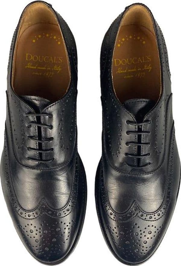 Scarpa uomo Doucal's - Oxford Brogue Pelle Nera Stringate Eleganti Italiane in Scarpe stringate basse Couture - Sestu, commercioVirtuoso.it