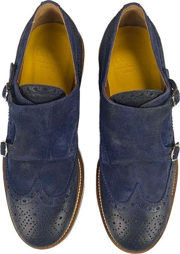 Scarpa uomo Doucal's - Doppia fibbia Brogue con fiore in punta Pelle scamosciata Colore Blu in Scarpe stringate basse Couture - Sestu, commercioVirtuoso.it