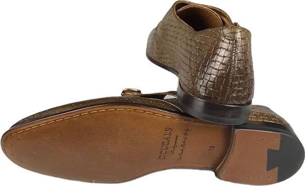 Scarpa uomo Doucal's - Doppia fibbia pelle intrecciata - Colore Marrone sfumata - 4