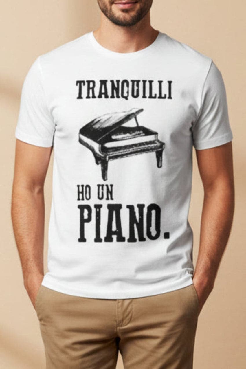 T-Shirt Uomo Let's Bubble - Tranquilli Ho Un Piano Bianco