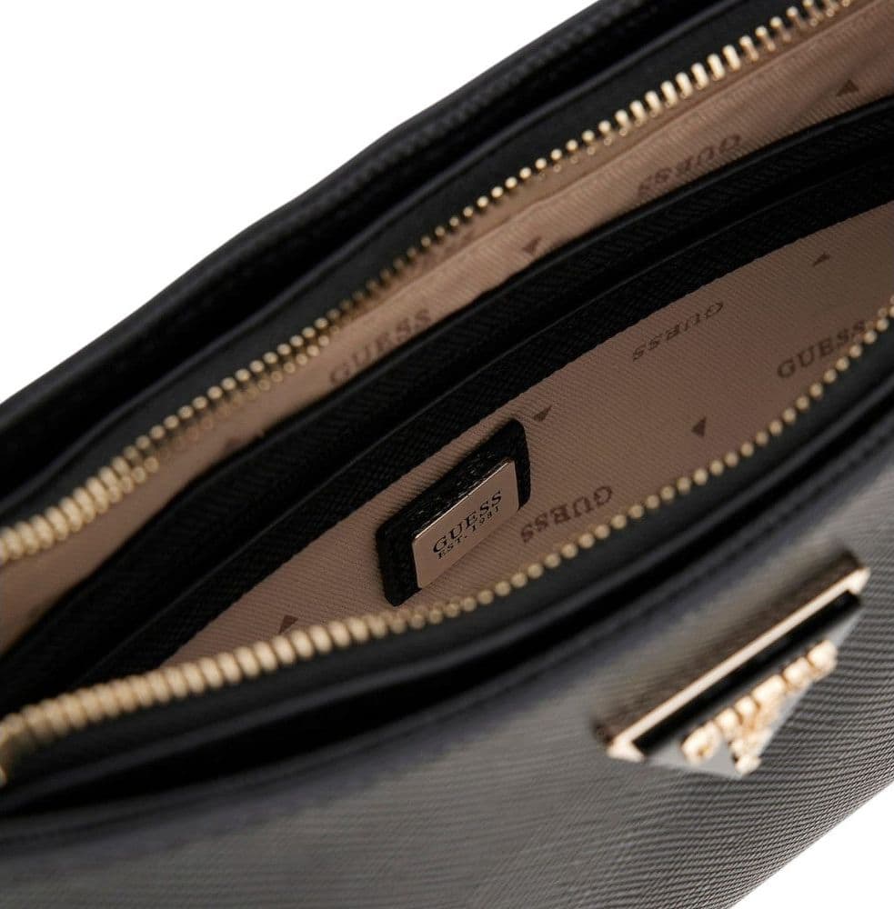 Guess borsa a spalla nera in saffiano NOELLE HWZG9672180BLA - 3