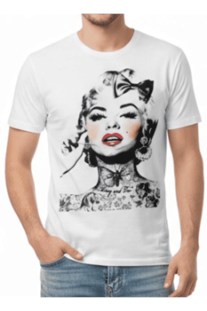 T-Shirt Uomo Let's Bubble Stampa Lipstick Bianco - Streetwear Italiano Premium
