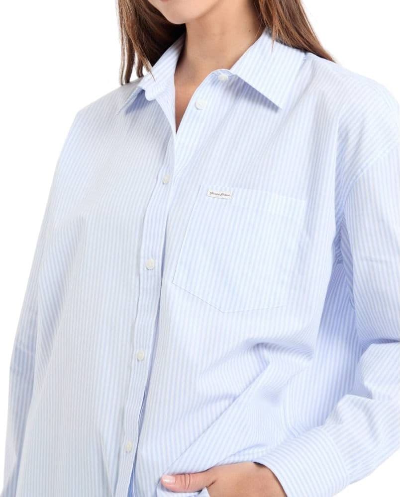 Guess camicia azzurra a righe GJ W5RH94 WGZ11 FB9A in Bluse e camicie Prodotti di Classe - Nocera Superiore, commercioVirtuoso.it