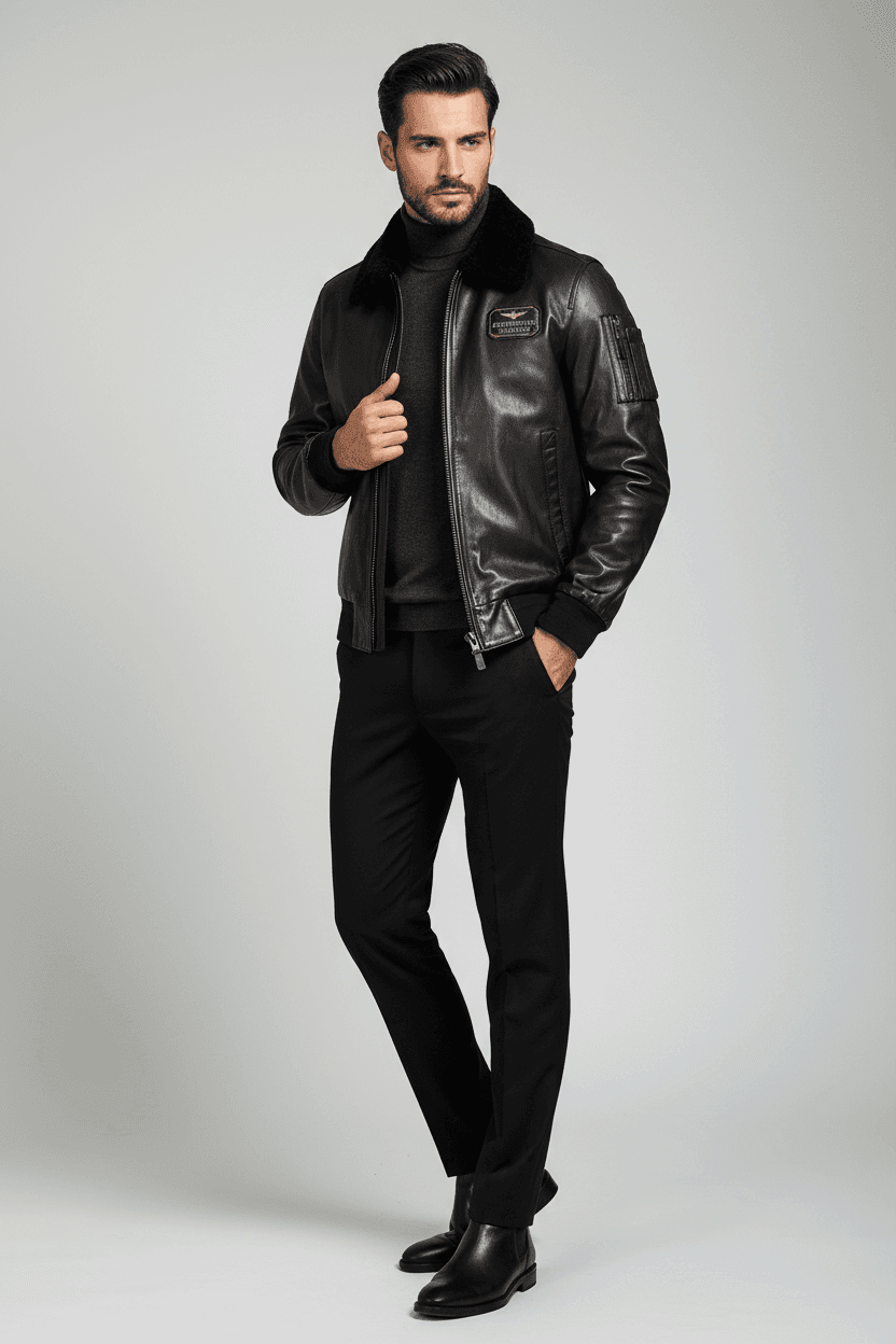 Giubbotto in pelle uomo Aeronautica Militare - pelle nero in Giacche Couture - Sestu, commercioVirtuoso.it
