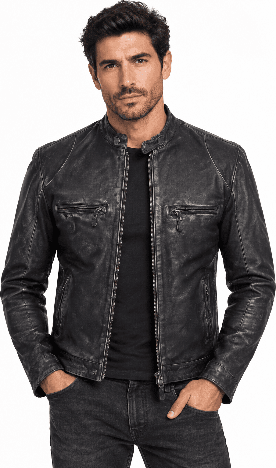 Giubbotto in pelle uomo - The Jack Leathers - pelle nero vintage - Moreno - 4