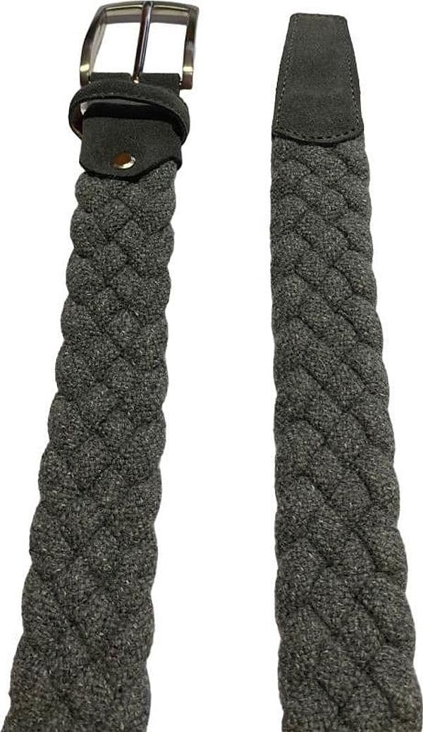 Cintura uomo Bergamotto - Intrecciata - In lana e Vera pelle - Grigio - 3