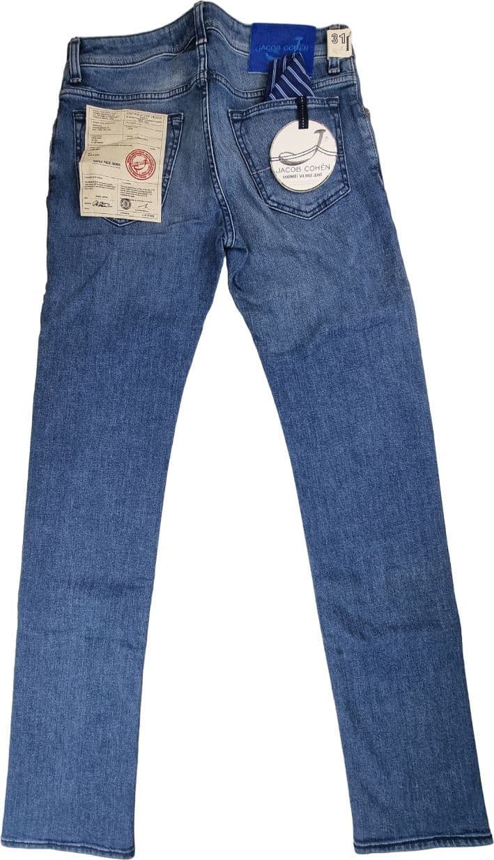 Jeans Uomo Jacob Cohen PW688 - 5 Tasche Denim Slavato Comfort in Jeans Couture - Sestu, commercioVirtuoso.it