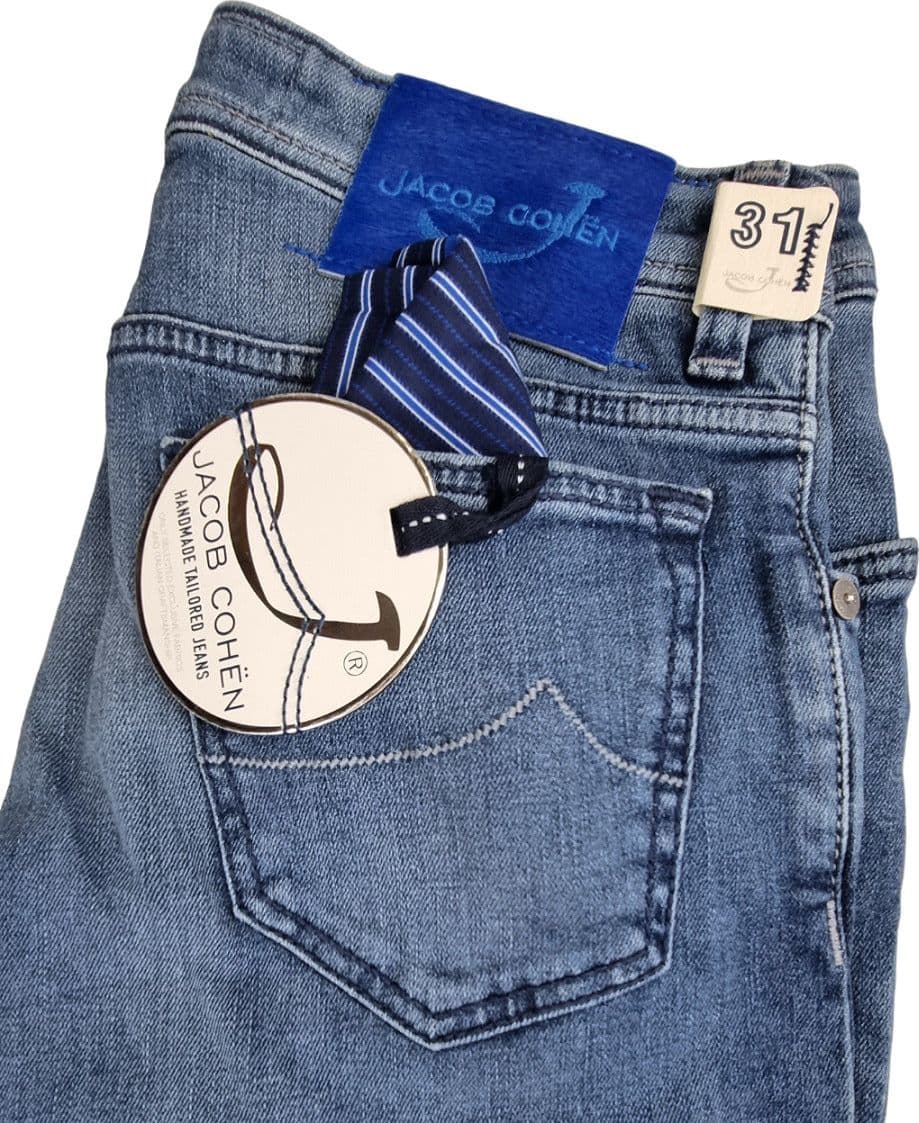 Jeans Uomo Jacob Cohen PW688 - 5 Tasche Denim Slavato Comfort in Jeans Couture - Sestu, commercioVirtuoso.it