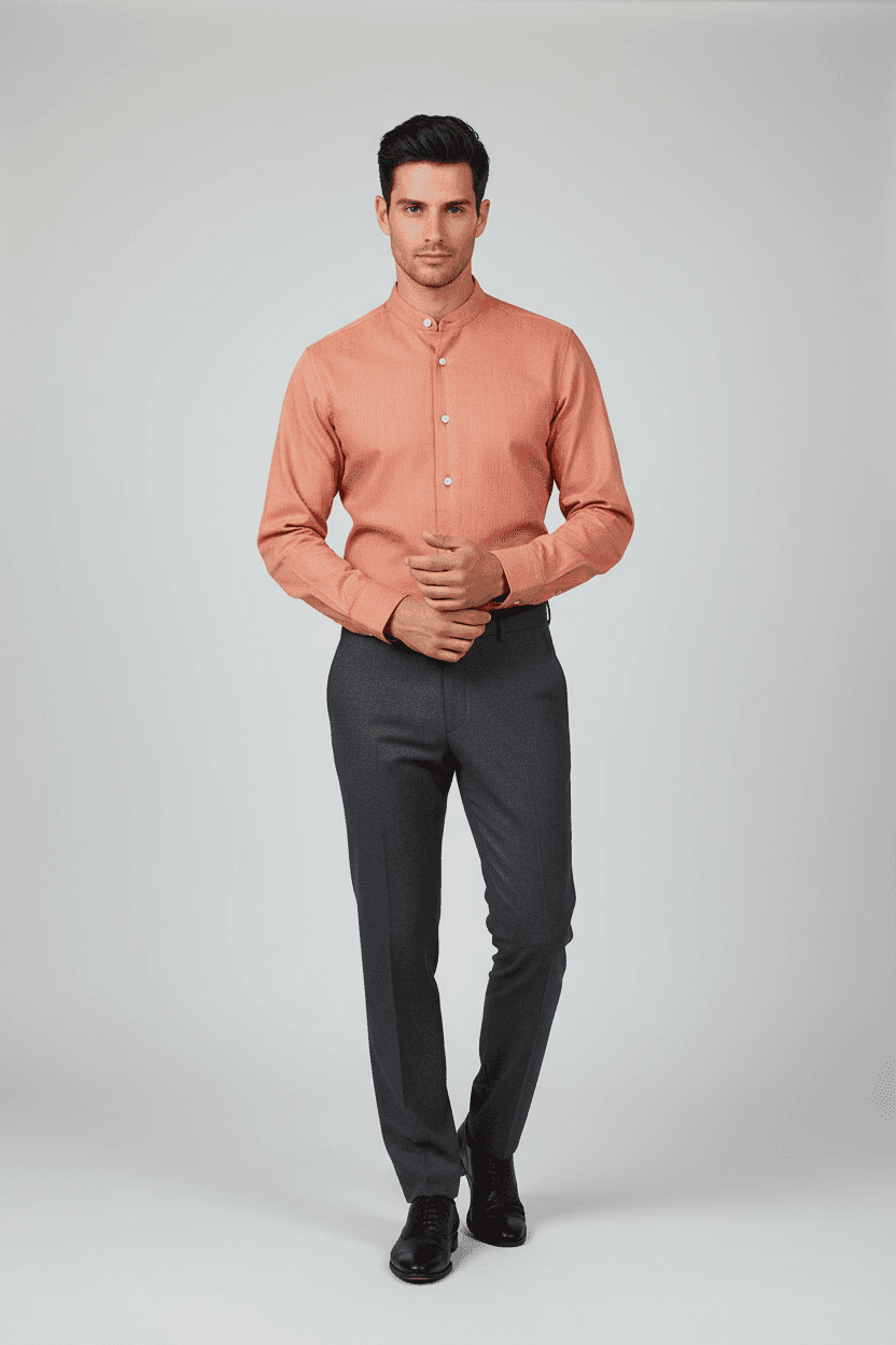 Camicia uomo Borriello - Coreana - Arancio in Camicie casual Couture - Sestu, commercioVirtuoso.it