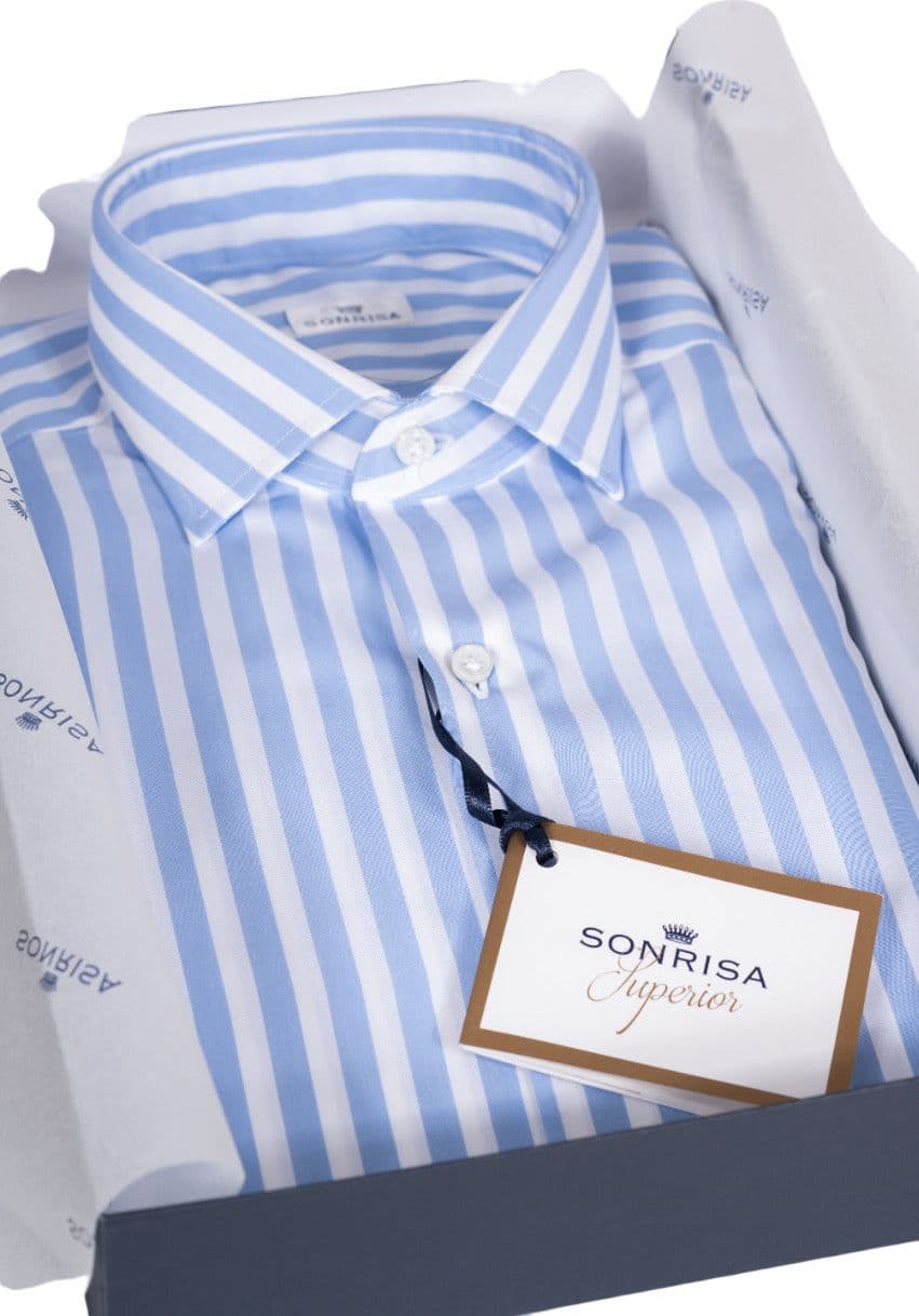 Camicia uomo Sonrisa - Fantasia righe Bianco/celeste - 3