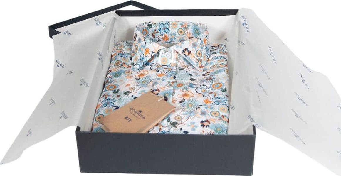 Camicia uomo Sonrisa - Fantasia fiori Bianco/celeste/marrone - 3