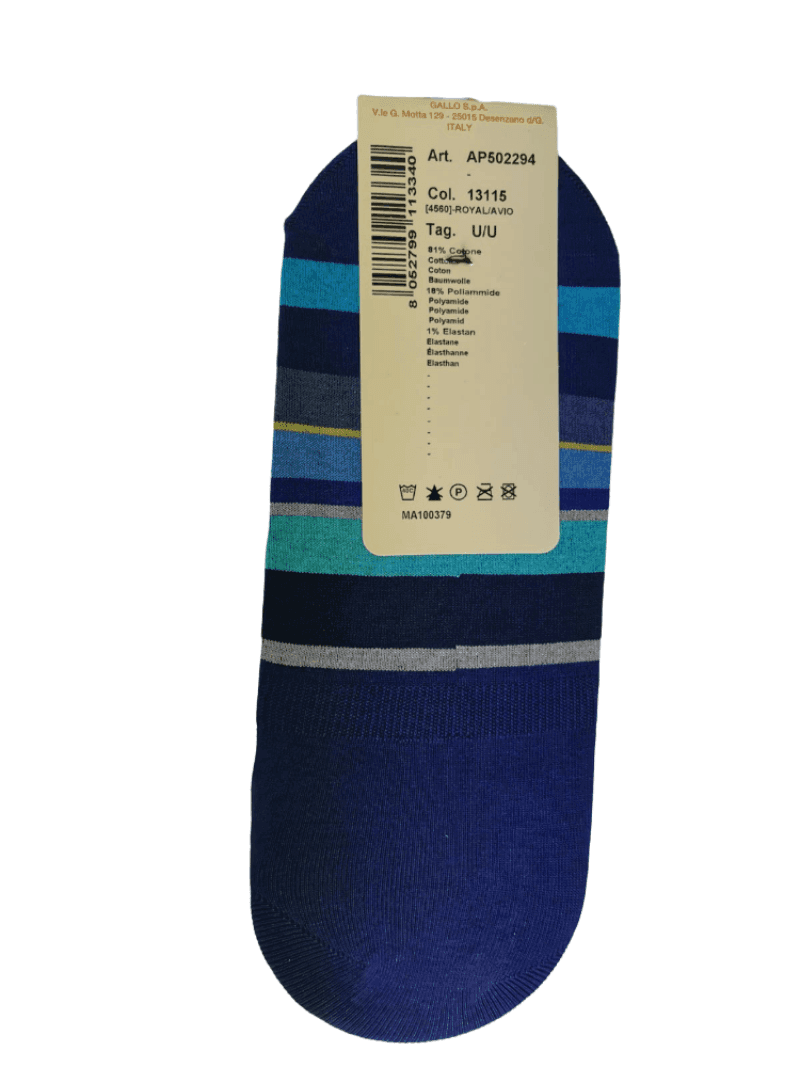 Calze solette uomo - Gallo - fantasia a strisce multicolor Royal/Avio - 3