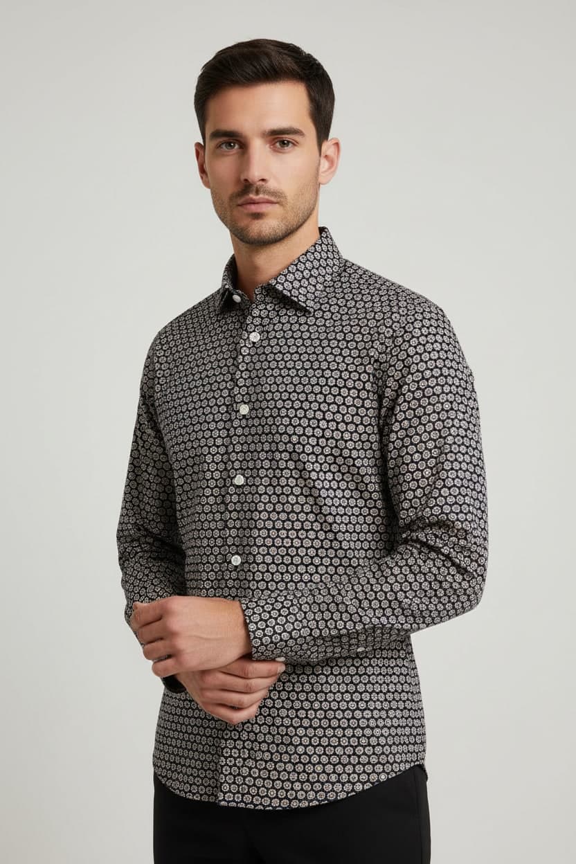 Camicia uomo Bagutta -  Fantasia - Colore verde/marrone