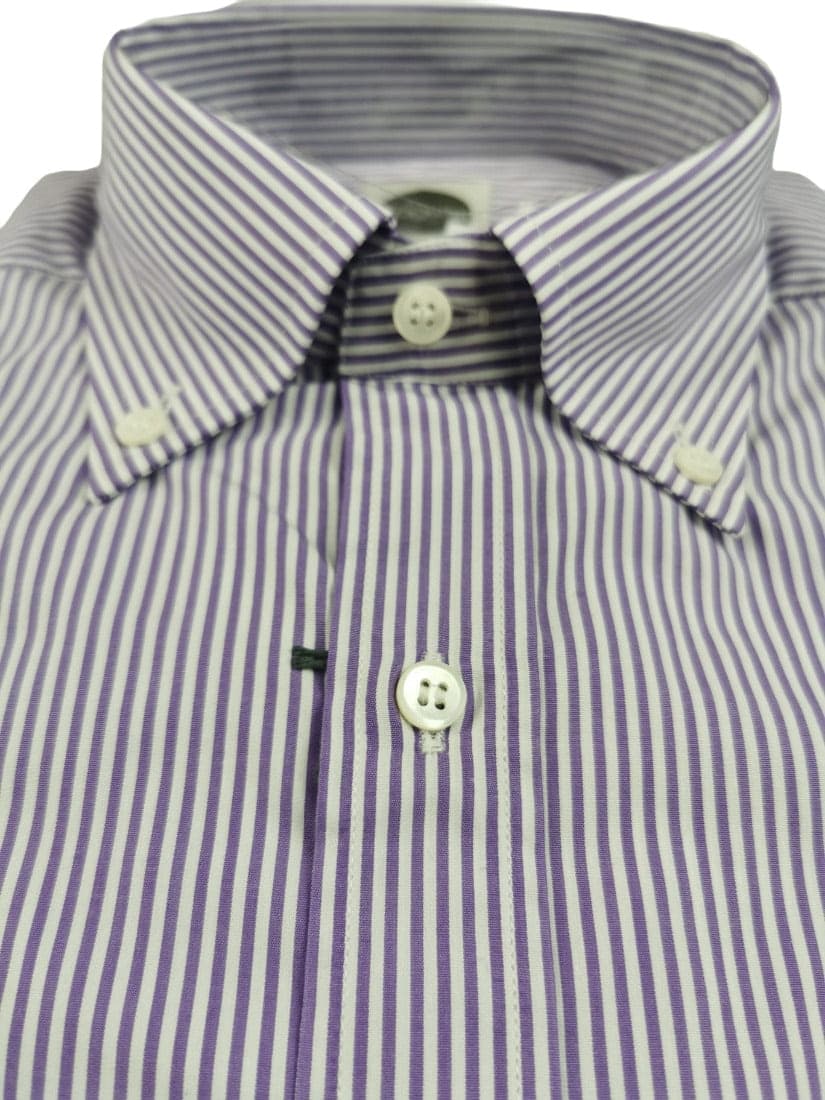 Camicia uomo Bagutta - Righe - Button down - bianco/lilla - 3