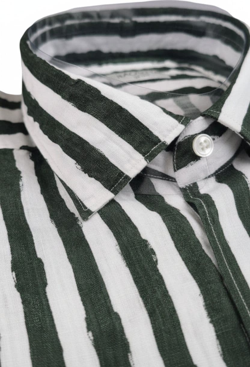 Camicia uomo Bagutta - Righe - Colore bianco/verde in Camicie casual Couture - Sestu, commercioVirtuoso.it