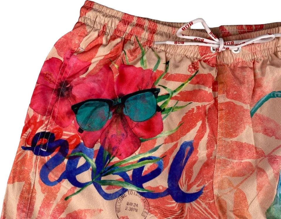 Boxer mare Uomo BoB Company - fantasia Fiori - colore Rosa/Rosso - 3