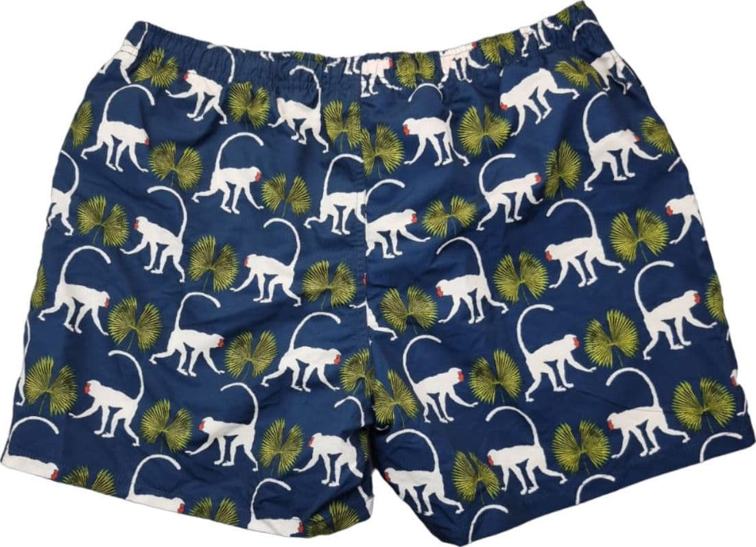Boxer Mare Uomo Gallo Fantasia Primati Blu - Poliestere Made in Italy - 3