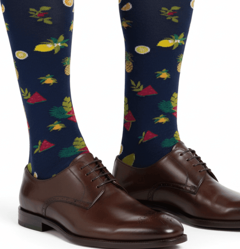 Calze Lunghe Uomo Gallo - Fantasia frutti - blu/verde in Calze Couture - Sestu, commercioVirtuoso.it