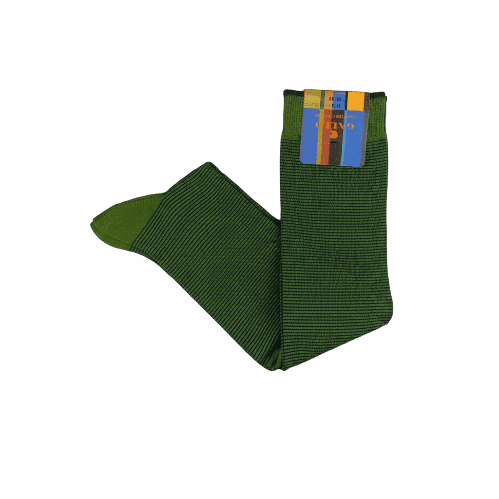 Calze lunghe uomo Gallo - Fantasia micro righe bicolore verde/blu - 3