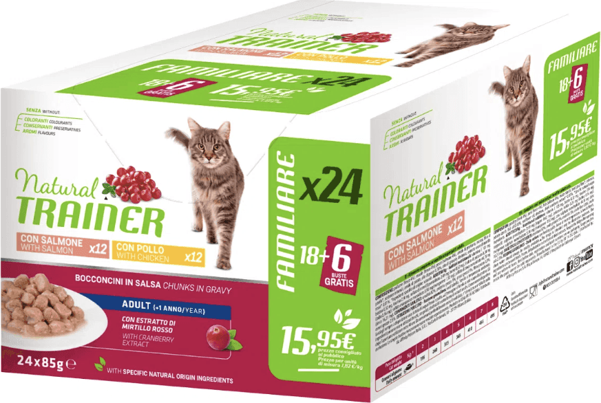 Natural Trainer Mantenimento multipack umido Gatti Adult salmone e pollo - 2