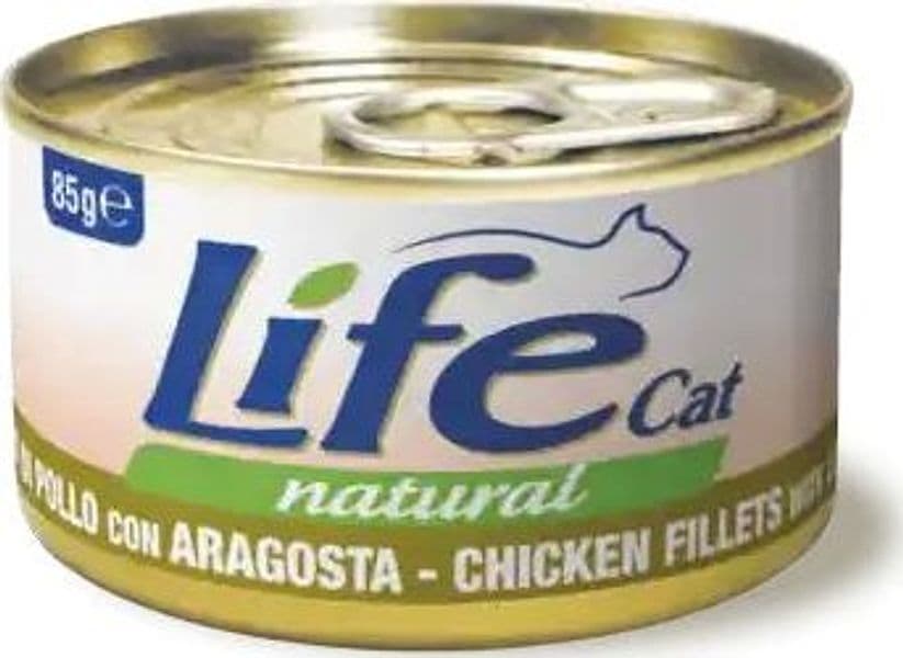 Life Cat Natural Scatoletta Filetti di Pollo con Aragosta per Gatti 85gr