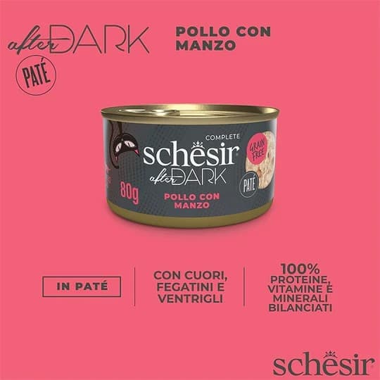 Schesir After Dark Pollo con Manzo Scatoletta per Gatti Adulti 80gr - 6