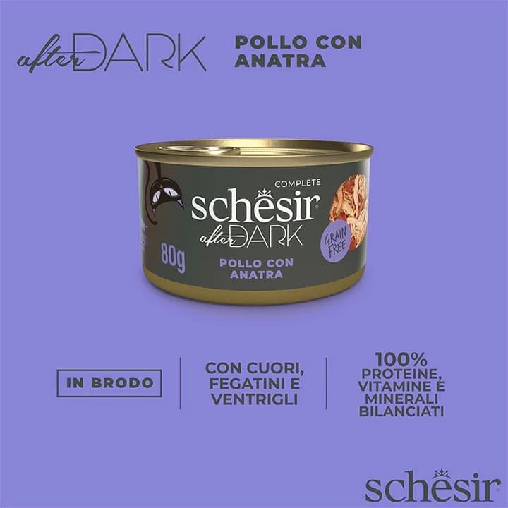 Schesir After Dark Pollo con Anatra Scatoletta per Gatti Adulti 80gr - 6