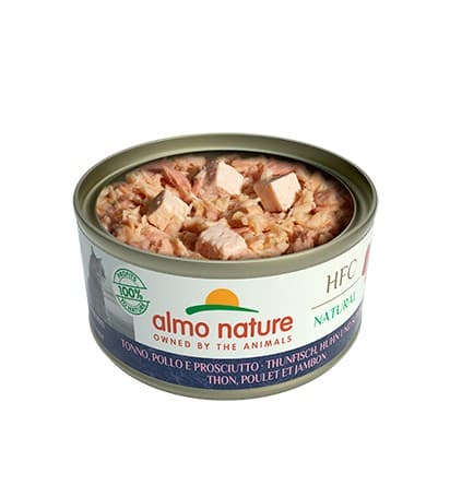 Almo Nature Scatoletta HFC Natural gusto Tonno Pollo e Prosciutto per Gatti Adulti - 5